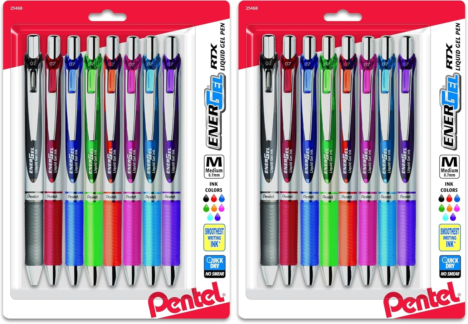 image:imagePentel EnerGel RTX Retractable Liquid Gel Pen 07mm Metal Tip Medium LineAssorted Ink 8Pk BL77BP8M1Multicolor