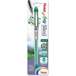 image:imagePentel Arts Slicci Extra Fine Gel Pen Black Ink 2Pack BG202BP2AGreen