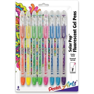 image:imagePentel Arts Sparkle Pop Metallic Gel Ink Pen 10mm Bold Line Assorted Colors Pack of 8 K91PABP8MSolar Pop