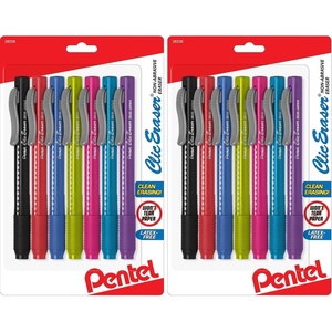 image:imagePentel Clic Retractable Eraser Assorted Colored Pen Style Grip Erasers Pack of 77 Count Pack of 2