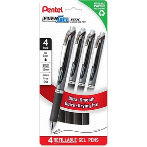 image:imagePentel EnerGel RTX Liquid Gel Pens Bold 10mm Blue Ink 4pk BL80PF4CBlack