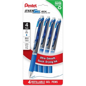 image:imagePentel EnerGel RTX Liquid Gel Pens Bold 10mm Blue Ink 4pk BL80PF4CBlue