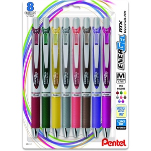 image:imagePentel EnerGel RTX Retractable Liquid Gel Pen 07mm Metal Tip Medium LineAssorted Ink 8Pk BL77BP8M1Assorted 3