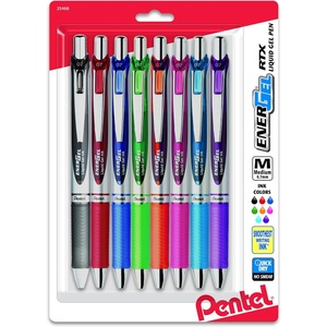 image:imagePentel EnerGel RTX Retractable Liquid Gel Pen 07mm Metal Tip Medium LineAssorted Ink 8Pk BL77BP8M1Multicolor