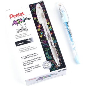 image:imagePentel Milky Pop Pastel Gel Pen 08mm Medium Line White Ink  K98WSky Blue