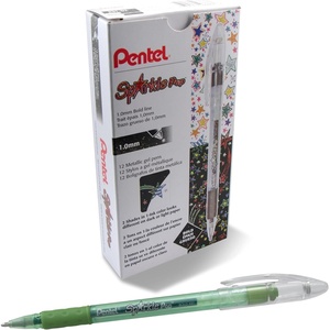 image:imagePentel Sparkle Pop Metallic Gel Pen 10mm Bold Line Gold Box of 12 Pens K91DXGreen