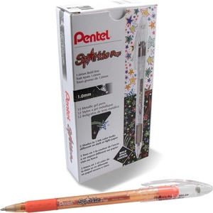 image:imagePentel Sparkle Pop Metallic Gel Pen 10mm Bold Line Gold Box of 12 Pens K91DXOrange