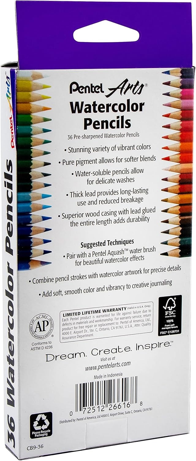 image:imagePentel Arts Watercolor Pencils 24 Package Assorted CB924Watercolor Pencil
