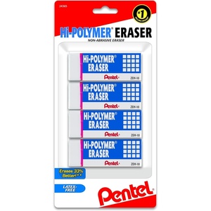 image:imagePentel HiPolymer Block Eraser Large White Pack of 4 ZEH10BP4White