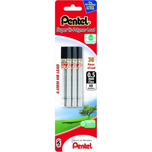 image:imagePentel Super HiPolymer Lead Refill 05mm Fine B 36 Pieces of Lead C505BP3BK6HB