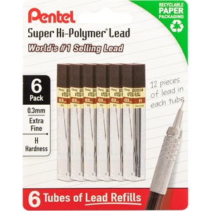 image:imagePentel Super HiPolymer Lead Refills 03 mm HB 72 Pieces 12 pcs per tube 6 tubesH