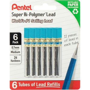 image:imagePentel Super HiPolymer Lead Refills 07 mm B 72 Pieces 12 pcs per tube 6 tubes2H