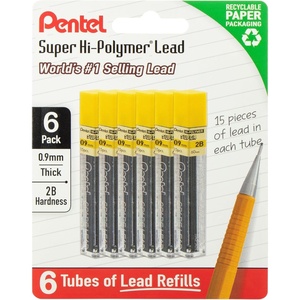 image:imagePentel Super HiPolymer Lead Refills 09 mm B 90 Pieces 15 pcs per tube 6 tubes2B