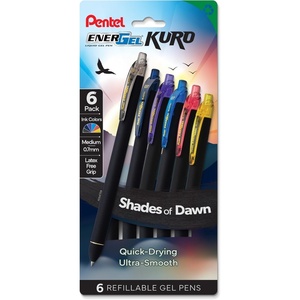 image:imagePentel EnerGel Kuro Shades of Earth Retractable Liquid Gel Pen Assorted Ink Colors 6pk BL437EARPF6Shades of Dawn