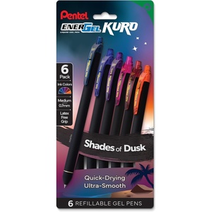 image:imagePentel EnerGel Kuro Shades of Earth Retractable Liquid Gel Pen Assorted Ink Colors 6pk BL437EARPF6Shades of Dusk