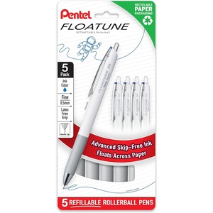 image:imagePentel Floatune Retractable Rollerball 05mm Fine Point Blue Ink 5pk BZN205PF5CBlue