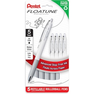 image:imagePentel Floatune Retractable Rollerball 08mm Medium Point Black Ink 5pk BY208PF5ABlack