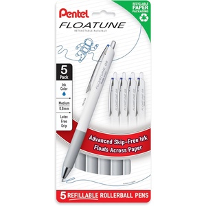 image:imagePentel Floatune Retractable Rollerball 08mm Medium Point Black Ink 5pk BY208PF5ABlue