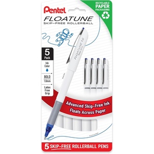 image:imagePentel Floatune Rollerball 10mm Bold Point Blue Ink 5pk BY110PF5C