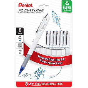 image:imagePentel Floatune Rollerball Pen 10mm Bold Point Blue Ink Pack of 8 BY110PF8C