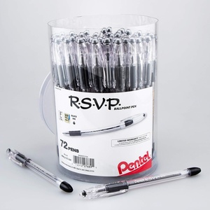 image:imagePentel RSVP Ballpoint Pen Fine Line 07mm Black Ink 72 Pack Canister BK90PC72ABlack