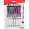 image:imagePentel EnerGel Pearl Retractable Liquid Gel Pen Needle Tip 07mm Medium Line Assorted Ink 8Pk BLN77WBP8M