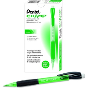 image:imagePentel Champ Mechanical Pencil 07mm Mechanical Pencil Tinted Black Barrel Box of 12 AL17AGreen