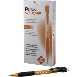 image:imagePentel Champ Mechanical Pencil 07mm Mechanical Pencil Tinted Black Barrel Box of 12 AL17AOrange