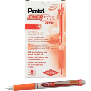image:imagePentel EnerGel RTX Retractable Liquid Gel Ink Pen 07mm Medium line Yellow Ink Box of 12 Pens BL77GOrange