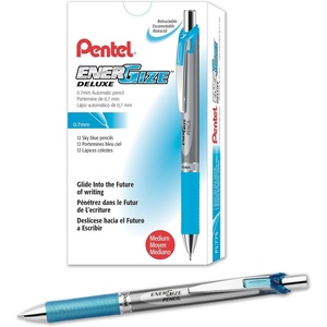 image:imagePentel EnerGize Mechanical Pencil 07mm Black Accents Box of 12 PL77ASky Blue Accents