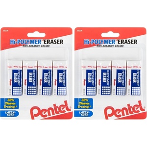 image:imagePentel HiPolymer Block Eraser Small White Pack of 4 ZEH05BP44 Count Pack of 2
