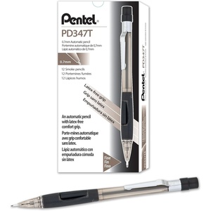 image:imagePentel Quicker Clicker Mechanical Pencil 07mm Transparent Black Barrel Box of 12 PD347TA