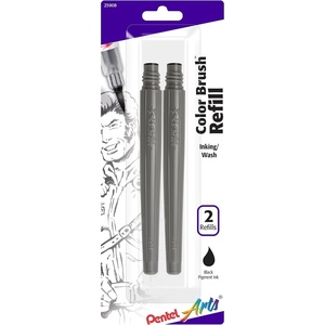 image:imagePentel Arts Color Brush Pigment Refills Black Ink Pack of 2 FRPBP2A