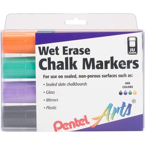 image:imagePentel Arts Wet Erase Chalk Marker Chisel Tip Red Ink Box of 12 SMW26BMixed