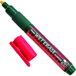 image:imagePentel Arts Wet Erase Chalk Marker Chisel Tip Red Ink Box of 12 SMW26BRed