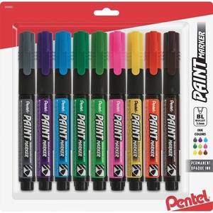 image:imagePentel Paint Markers Medium Bullet Point Assorted Ink DEFGKNPSV 9pk  MMP20BP9M