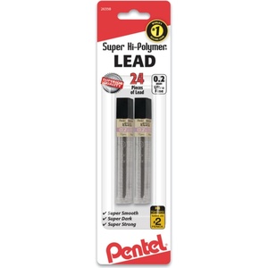image:imagePentel Super HiPolymer Lead Refill 02mm Super Fine HB 12ct Tubes 2 Pack C502BP2HB