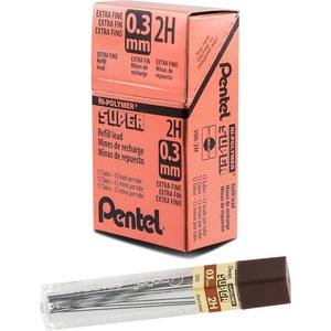 image:imagePentel Super HiPolymer Lead Refill 03mm Extra Fine 2H 12 pcsTube Box of 12 3002H12 Count Pack of 1