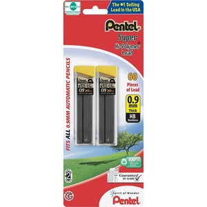 image:imagePentel Super HiPolymer Lead Refill 09 mm Thick HB 60 Pieces of Lead C29BPHB2 Gray