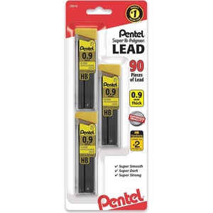 image:imagePentel Super HiPolymer Lead Refills 09 mm Thick HB Pack of 3 90 Pieces of Lead C29BPHB3Single