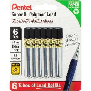 image:imagePentel Super HiPolymer Lead Refills 13 mm HB 48 Pieces 8 pcs per tube 6 tubes