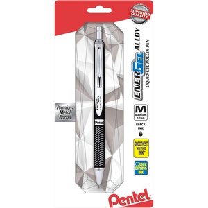 image:imagePentel EnerGel Alloy RT Premium Liquid Gel Pen 07mm Medium Line Aquamarine Barrel Black Ink 1 Pack BL407LSBPABlack