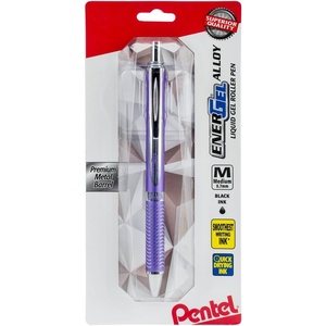 image:imagePentel EnerGel Alloy RT Premium Liquid Gel Pen 07mm Medium Line Aquamarine Barrel Black Ink 1 Pack BL407LSBPAViolet
