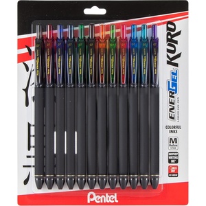 image:imagePentel EnerGel Kuro Liquid Gel Pen 07mm Medium line Assorted Ink 12 Pack BL437R1BP12M
