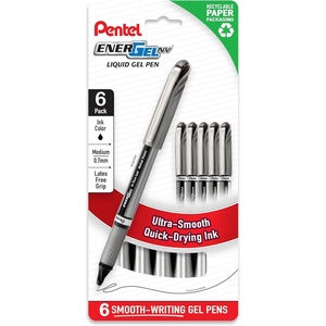 image:imagePentel EnerGel NV 07mm Liquid Gel Pen Medium Line Black Ink 6 Pack BL27PF6ABlack
