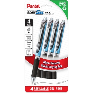 image:imagePentel EnerGel RTX Liquid Gel Pen Medium 07mm Blue Ink 4pk BLN77PF4CBlack