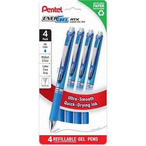 image:imagePentel EnerGel RTX Liquid Gel Pen Medium 07mm Blue Ink 4pk BLN77PF4CBlue