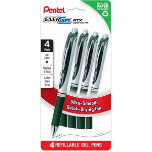 image:imagePentel EnerGel RTX Liquid Gel Pens Medium 07mm Forest Green Ink 4pk BL77PF4D3