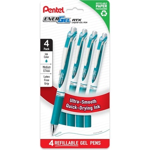 image:imagePentel EnerGel RTX Liquid Gel Pens Medium 07mm Turquoise 4pk BL77PF4S3
