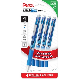 image:imagePentel EnerGel RTX Liquid Gel Pens Needle Tip Fine 05mm Black Ink 4pk BLN75PF4ABlue